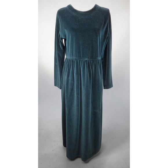 L.L. Bean Dresses & Skirts - LL‎ Bean vintage green velvet long-sleeve maxi dress estimate small